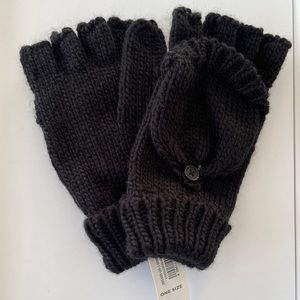 NWT Old Navy Black Knit Convertible Gloves / Mittens One Size